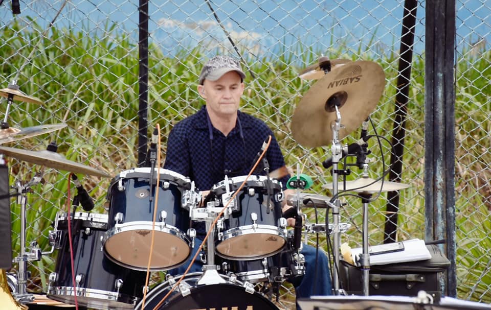 Drummer performing live