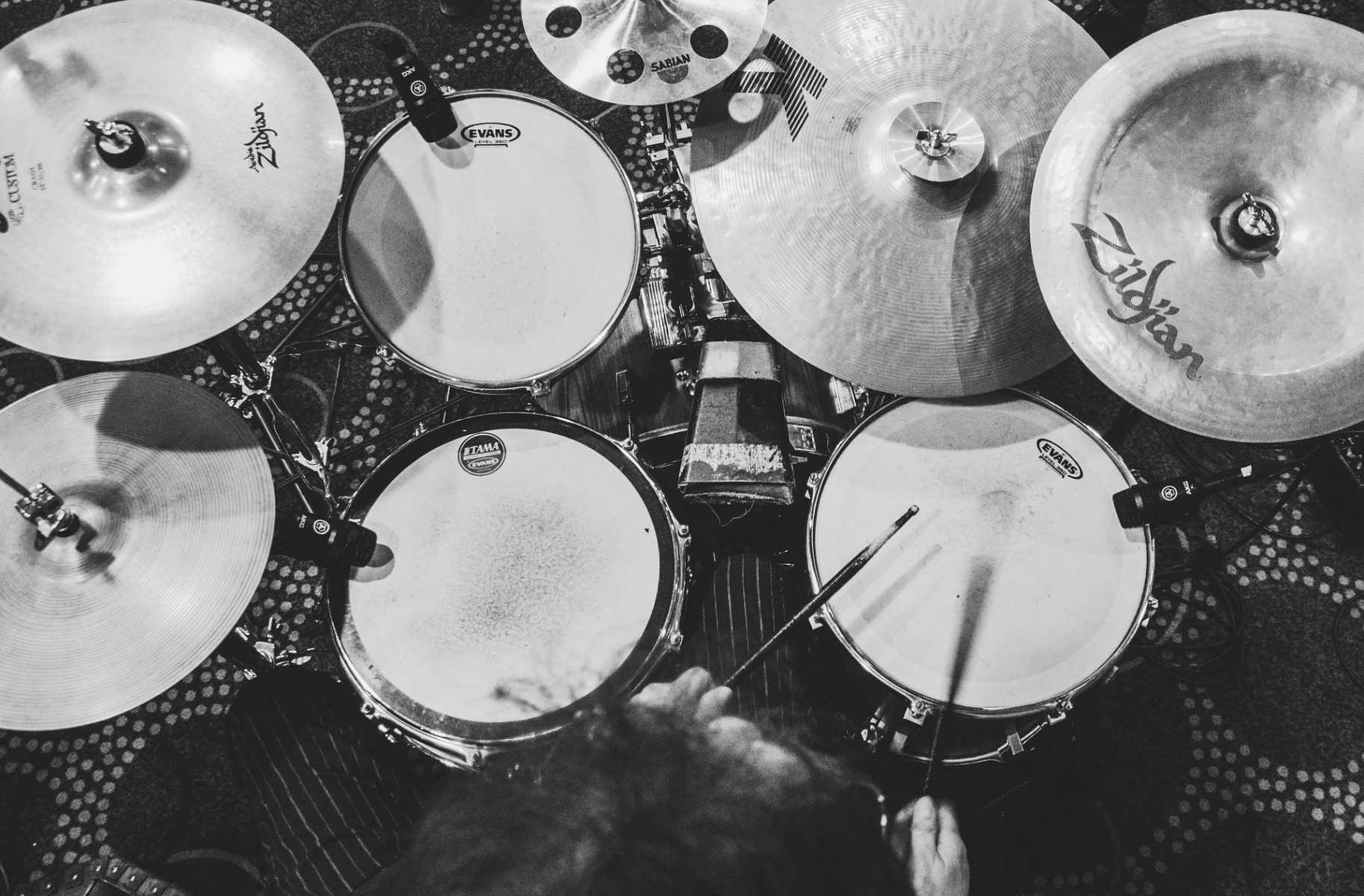 Young drummer learning drums